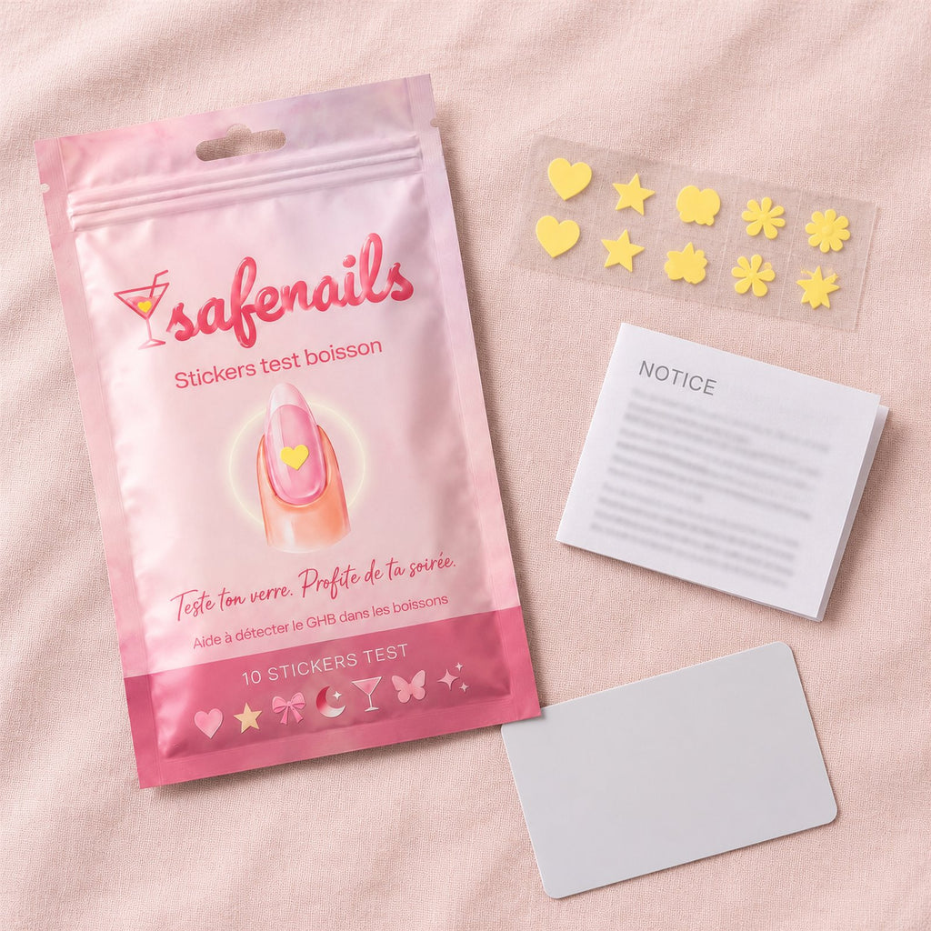 Ce que tu reçois : le sachet, la planche de 10 stickers, la notice en français, format carte bancaire